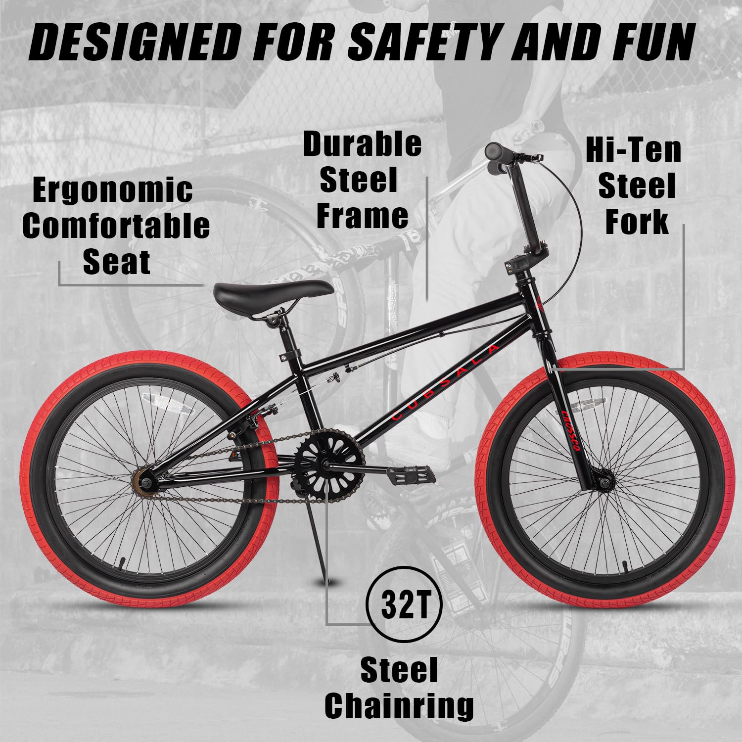 Amazon | cubsala 20インチ キッズバイク フリースタイル BMX 自転車 4